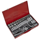 Sealey Premier Metric/Imperial/Whitworth Socket Set 3/8" & 1/2"Sq Drive 64pc AK694