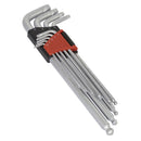 Sealey Premier Lock-On&trade; Extra-Long Ball-End Hex Key Set 9pc AK7180