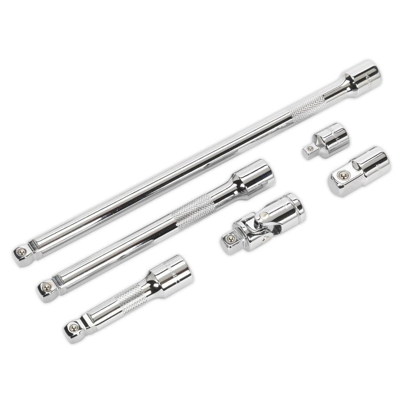 Wobble/Rigid Extension Bar, Adaptor & Universal Joint Set 6pc 3/8"Sq Drive