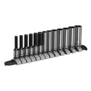 Sealey 13pc Deep Socket Set 1/4" Drive Premier Black On Rail AK7991