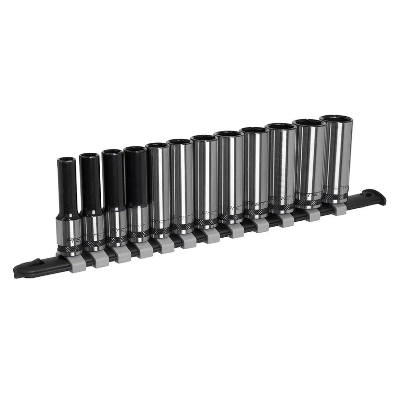 Sealey Deep Socket Set 3/8" Sq Drive Premier Black 12pc AK7993