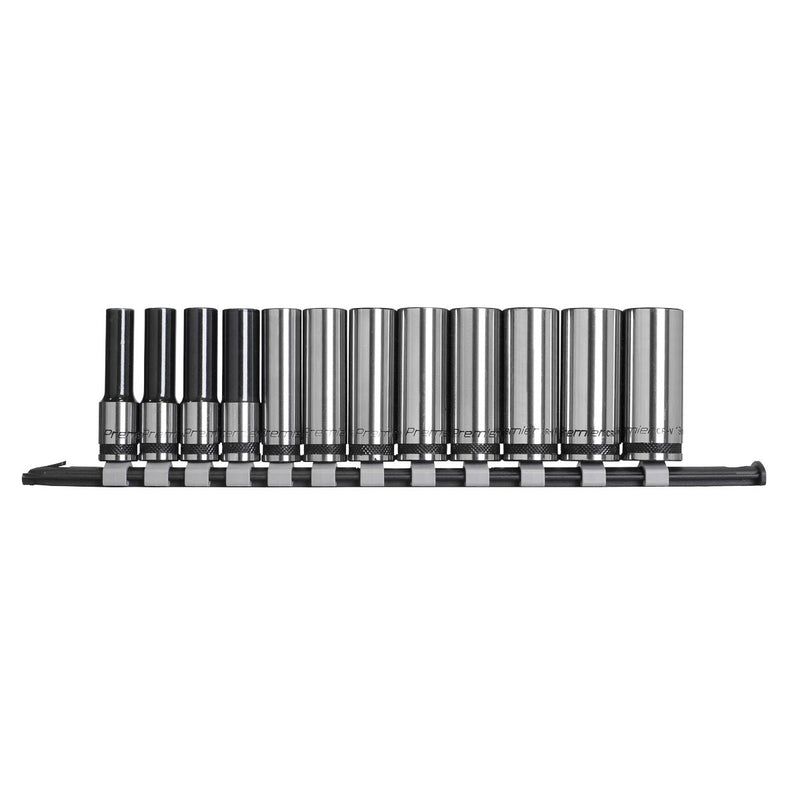 Sealey Deep Socket Set 3/8" Sq Drive Premier Black 12pc AK7993