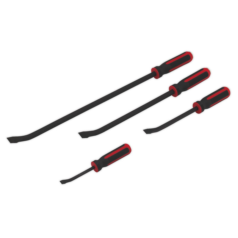 Angled Pry Bar Set 4pc Heavy-Duty with Hammer Cap