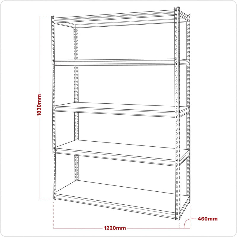 Racking Unit with 5 Shelves 220kg Capacity Per Level