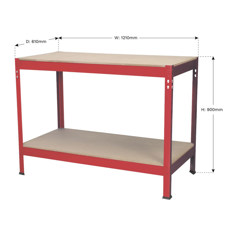 Workbench 1.2m Steel Wooden Top