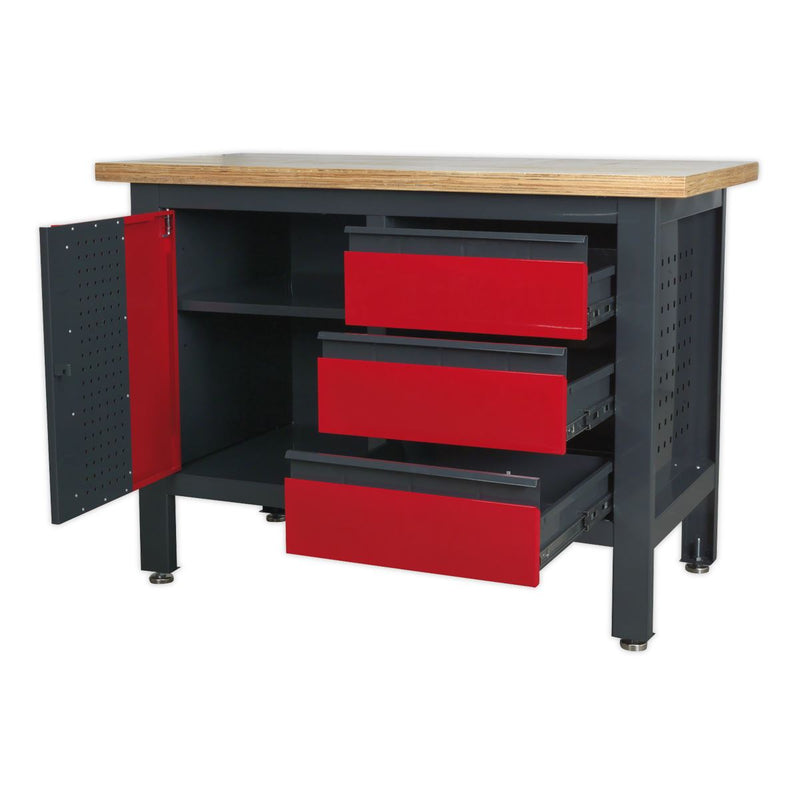 Workstation with 3 Drawers & Cupboard