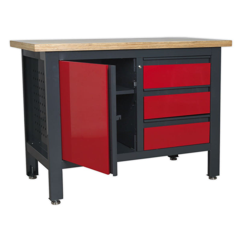 Workstation with 3 Drawers & Cupboard