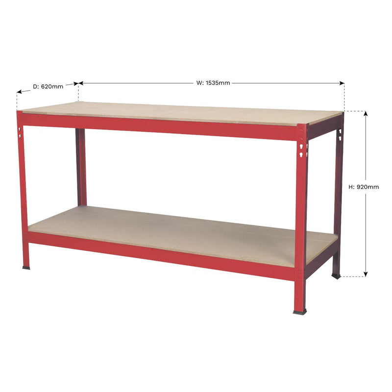 Workbench 1.53m Steel Wooden Top