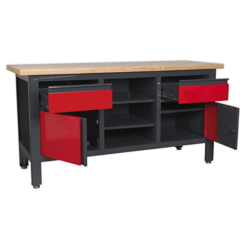 Workstation with 2 Drawers, 2 Cupboards & Open Storage