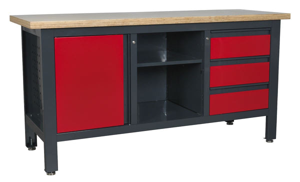 Workstation with 3 Drawers, 1 Cupboard & Open Storage