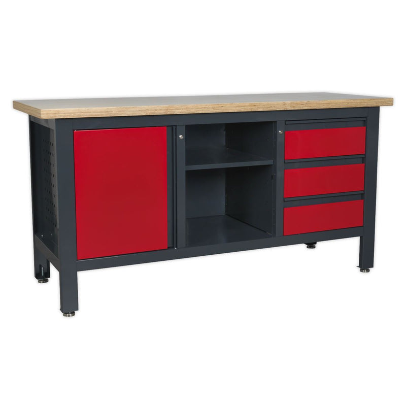 Workstation with 3 Drawers, 1 Cupboard & Open Storage