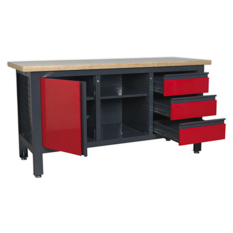 Workstation with 3 Drawers, 1 Cupboard & Open Storage