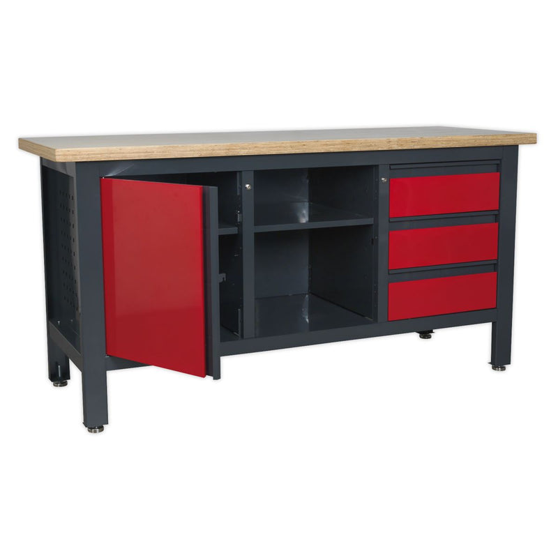 Workstation with 3 Drawers, 1 Cupboard & Open Storage