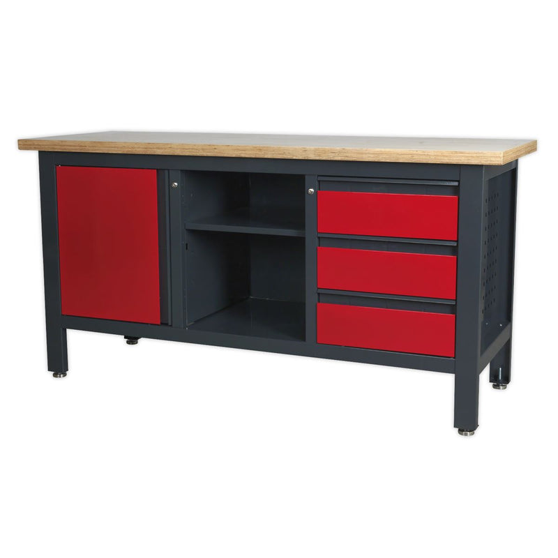 Workstation with 3 Drawers, 1 Cupboard & Open Storage