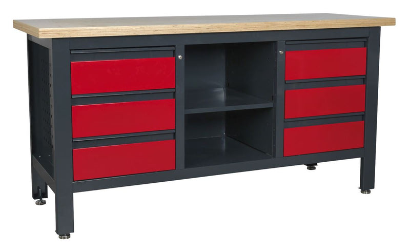 Workstation with 6 Drawers & Open Storage