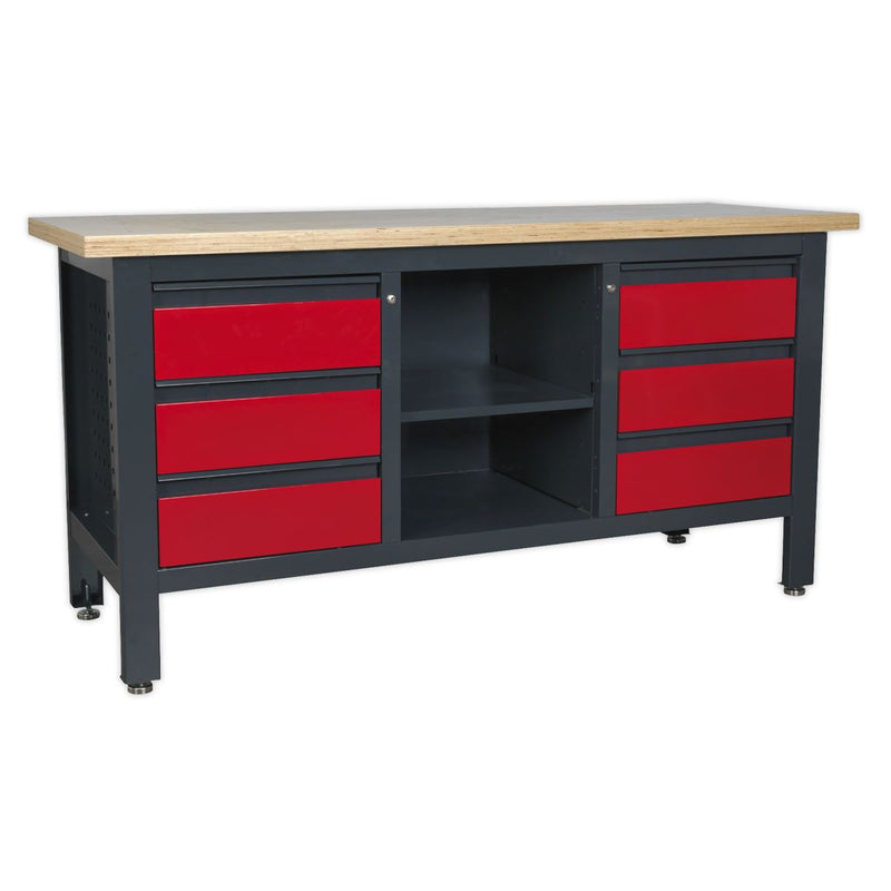 Workstation with 6 Drawers & Open Storage