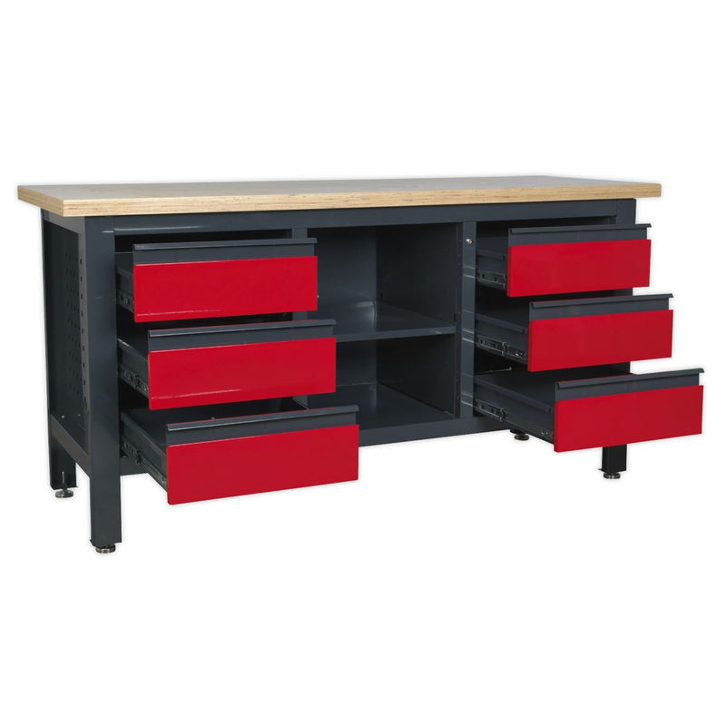 Workstation with 6 Drawers & Open Storage