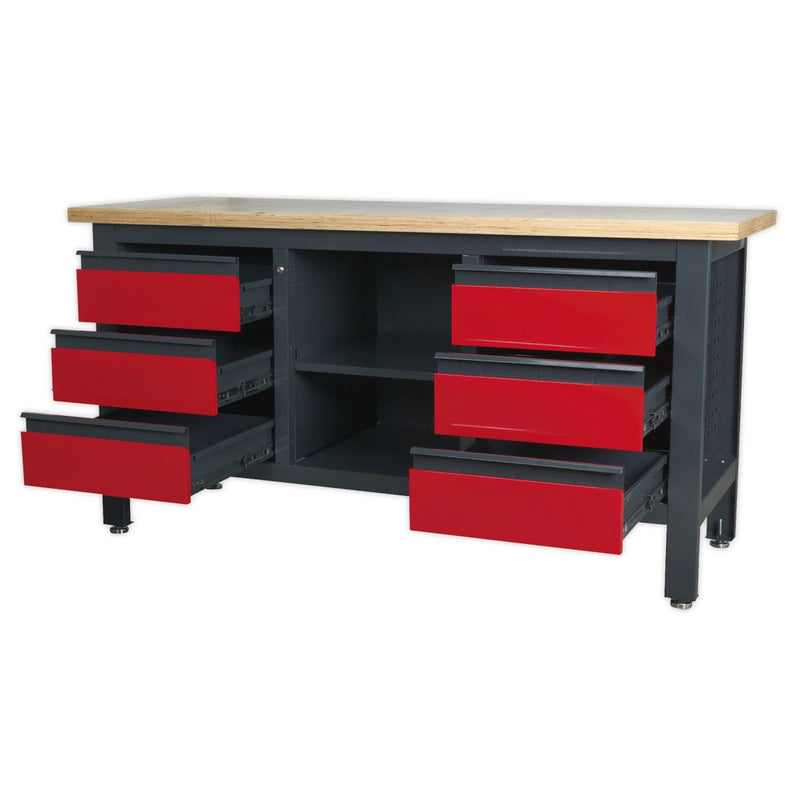 Workstation with 6 Drawers & Open Storage