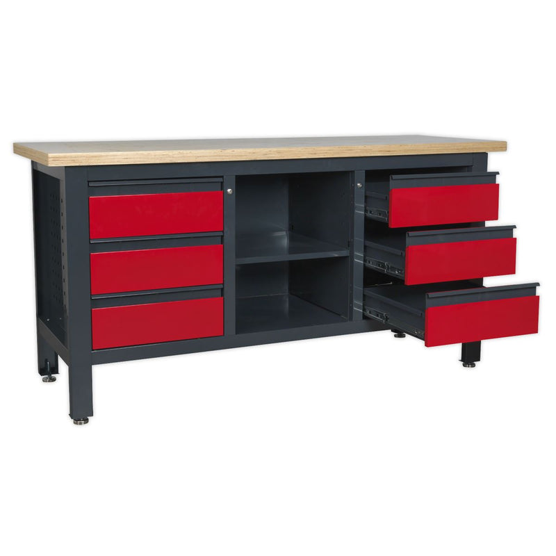 Workstation with 6 Drawers & Open Storage