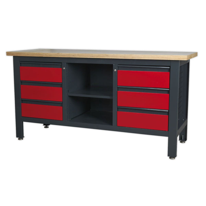 Workstation with 6 Drawers & Open Storage