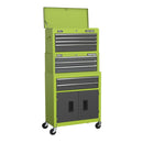 Sealey American PRO&reg; Topchest, Mid-Box Tool Chest & Rollcab 9 Drawer Stack - Green AP2200BBHVSTACK