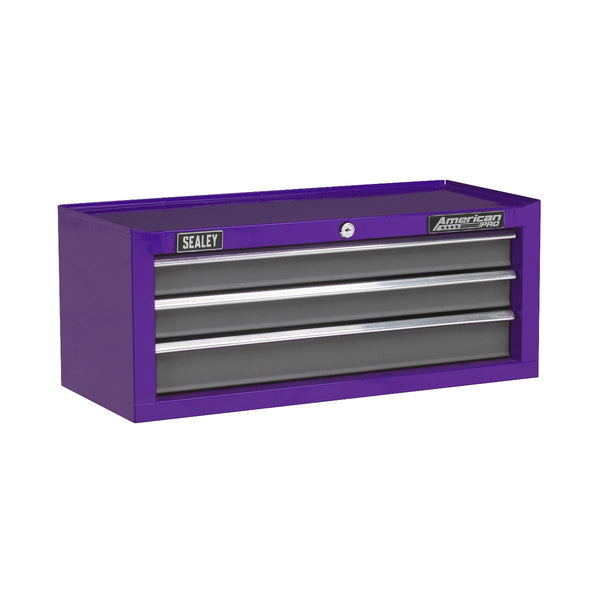 Mid-Box Tool Chest 3 Drawer with Ball-Bearing Slides - Purple/Grey