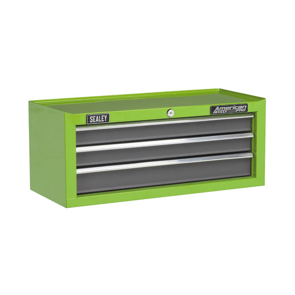 Mid-Box Tool Chest 3 Drawer with Ball-Bearing Slides - Green/Grey