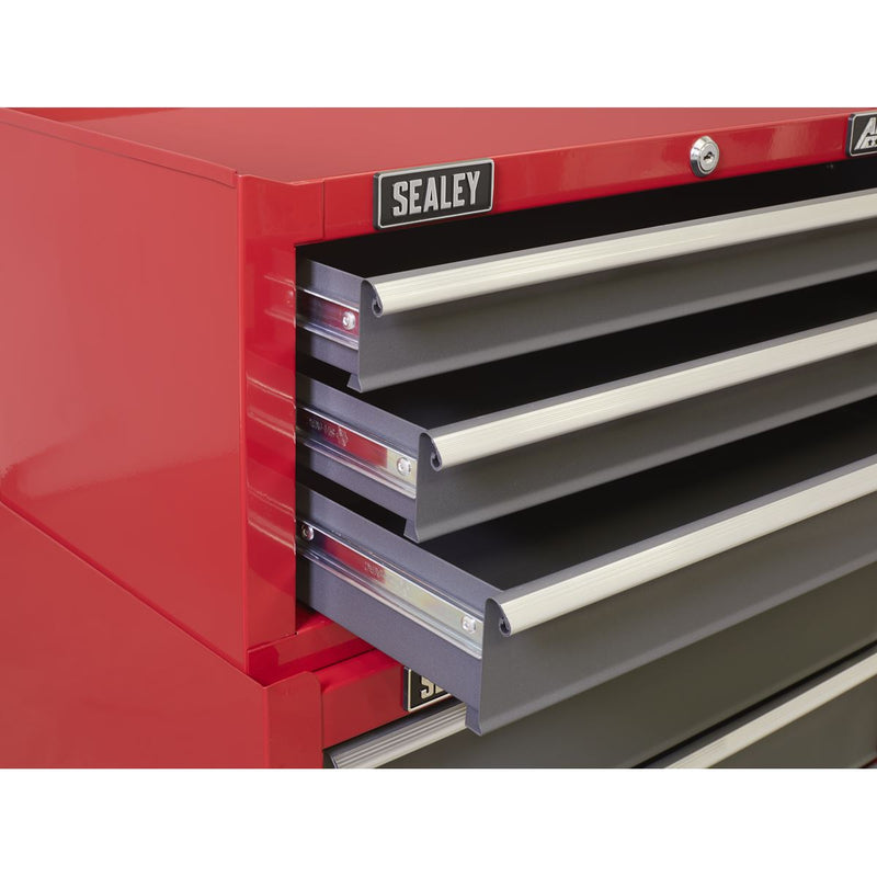 Mid-Box Tool Chest 3 Drawer with Ball-Bearing Slides - Red/Grey