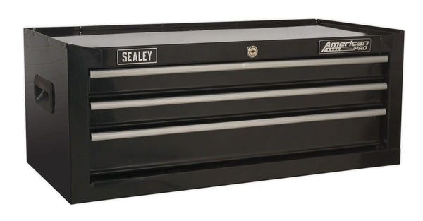 Mid-Box Tool Chest 3 Drawer with Ball-Bearing Slides - Black