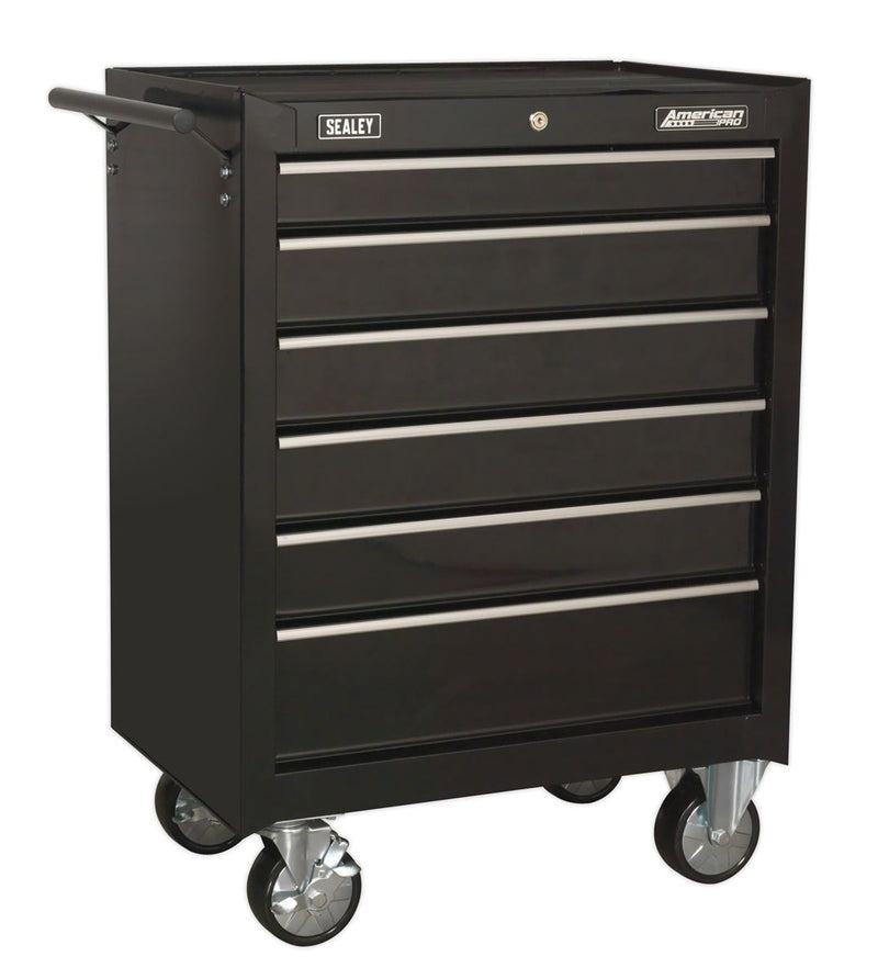 Rollcab 6 Drawer with Ball-Bearing Slides - Black