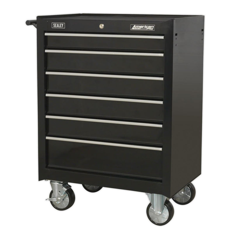 Rollcab 6 Drawer with Ball-Bearing Slides - Black