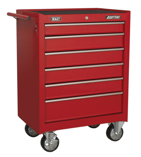 Rollcab 6 Drawer with Ball-Bearing Slides - Red