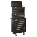 Sealey American PRO&reg; Topchest, Mid-Box Tool Chest & Rollcab Stack 14 Drawer - Black AP22BSTACK