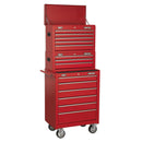 Sealey American PRO&reg; Topchest, Mid-Box Tool Chest & Rollcab Stack 14 Drawer - Red AP22STACK