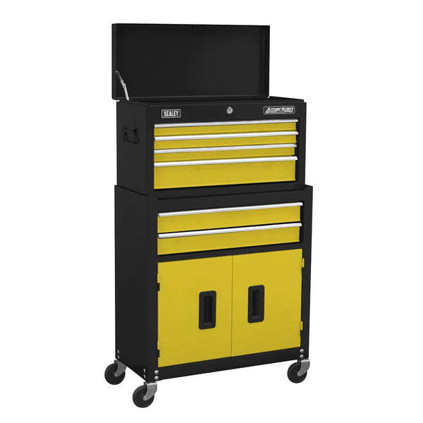 Topchest & Rollcab Combination 6 Drawer with Ball-Bearing Slides -Yellow