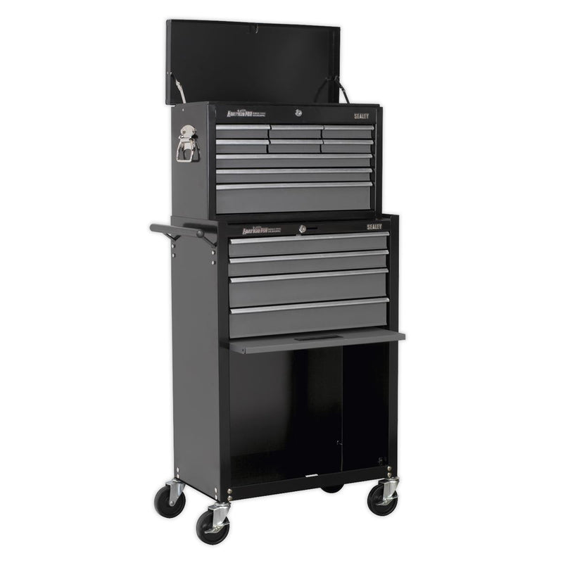 Topchest & Rollcab Combination 13 Drawer with Ball-Bearing Slides - Black/Grey