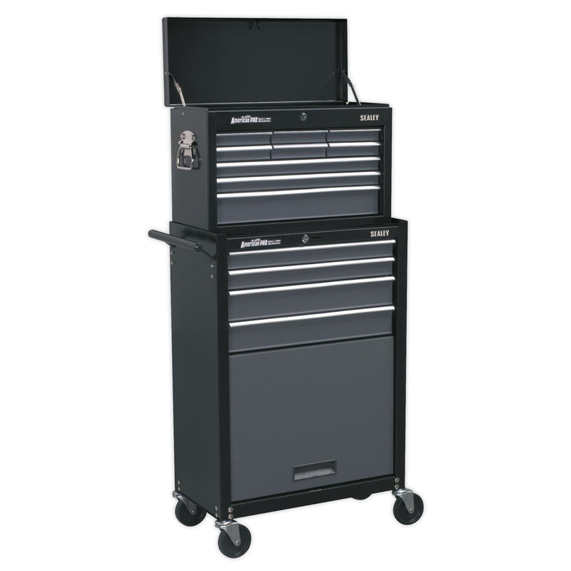 Topchest & Rollcab Combination 13 Drawer with Ball-Bearing Slides - Black/Grey