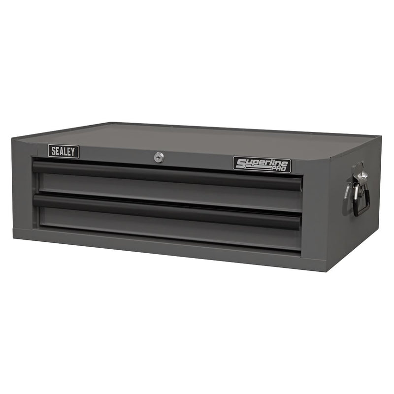 Mid-Box Tool Chest 2 Drawer with Ball-Bearing Slides - Grey/Black