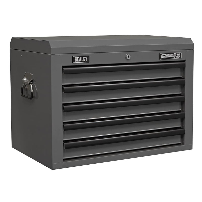 Topchest 5 Drawer with Ball-Bearing Slides - Grey/Black