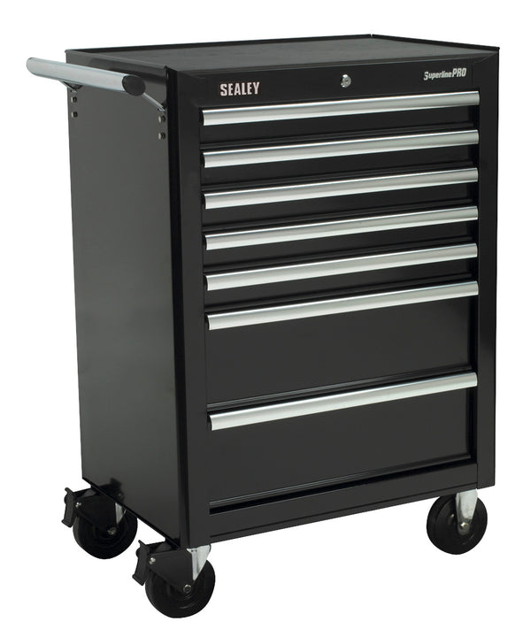 Rollcab 7 Drawer with Ball-Bearing Slides - Black