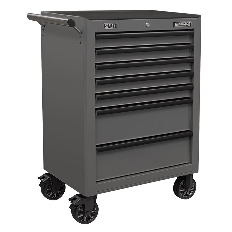 Rollcab 7 Drawer with Ball-Bearing Slides - Grey/Black