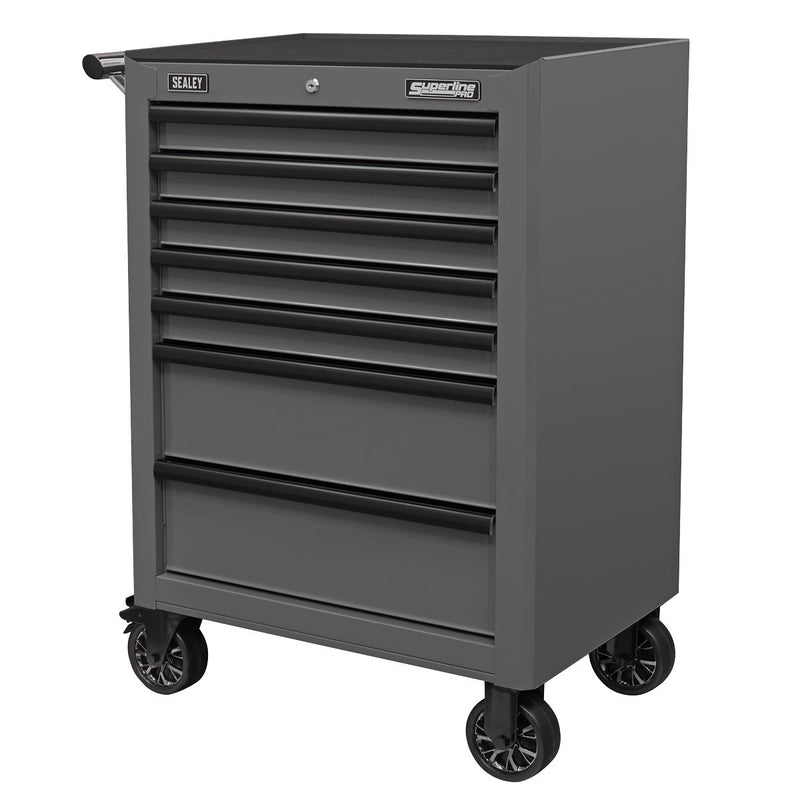 Rollcab 7 Drawer with Ball-Bearing Slides - Grey/Black