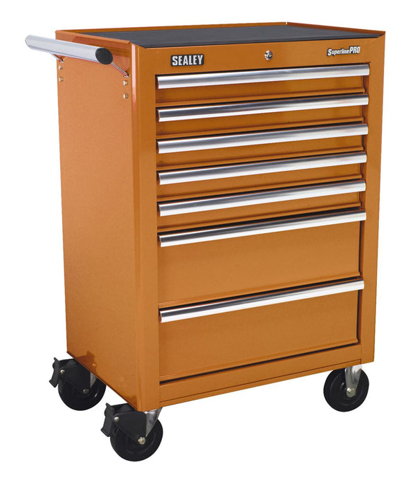 Rollcab 7 Drawer with Ball-Bearing Slides - Orange