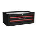 Sealey Premier&trade; Retro Style Mid-Box Tool Chest 2 Drawer - Black with Red Anodised Drawer Pulls AP28102BR