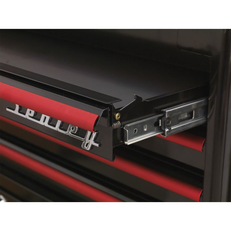 Topchest 4 Drawer Retro Style - Black with Red Anodised Drawer Pulls