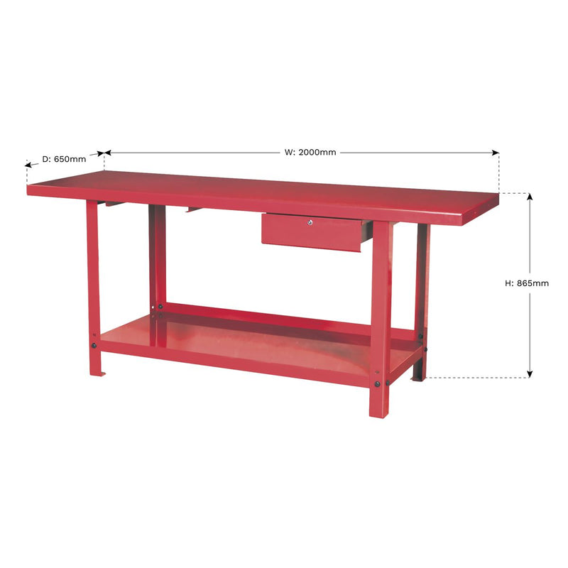 Workbench Steel 2m with 1 Drawer