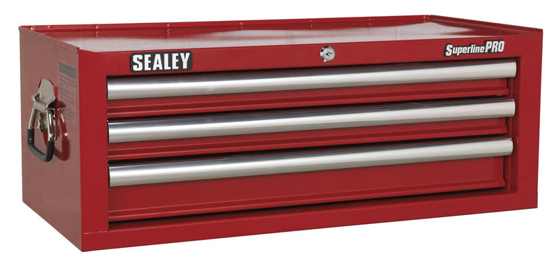 Mid-Box Tool Chest 3 Drawer with Ball-Bearing Slides - Red