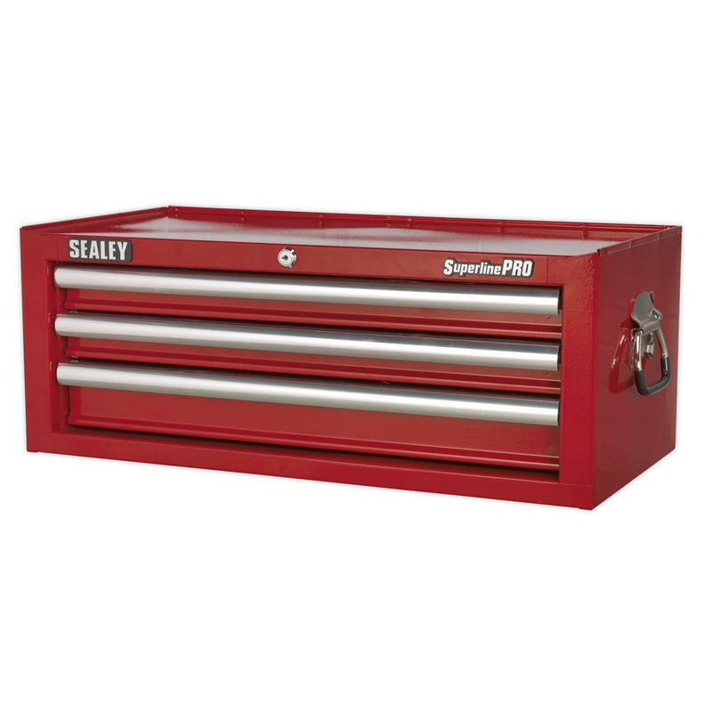 Mid-Box Tool Chest 3 Drawer with Ball-Bearing Slides - Red