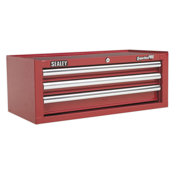 Mid-Box Tool Chest 3 Drawer with Ball-Bearing Slides - Red