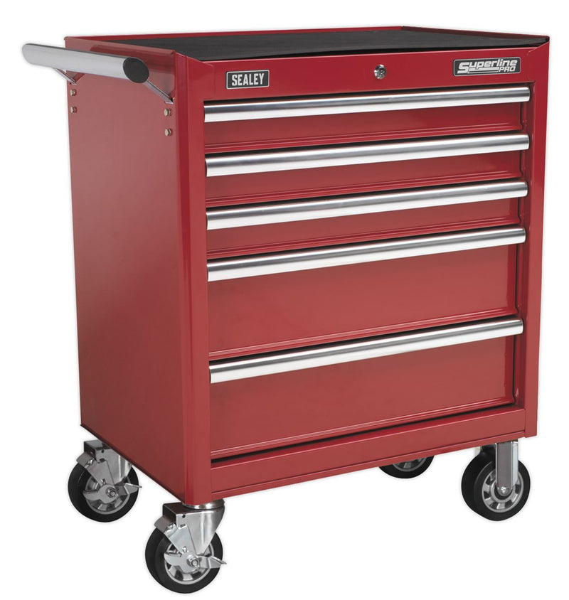 Rollcab 5 Drawer with Ball-Bearing Slides - Red